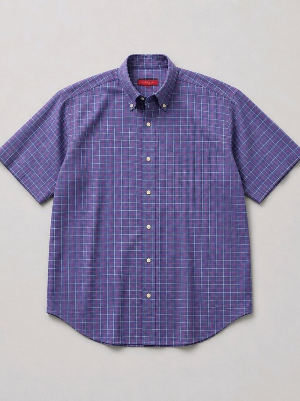 Austin Reed Purple Plaid Short-Sleeve Button-Down Shirt